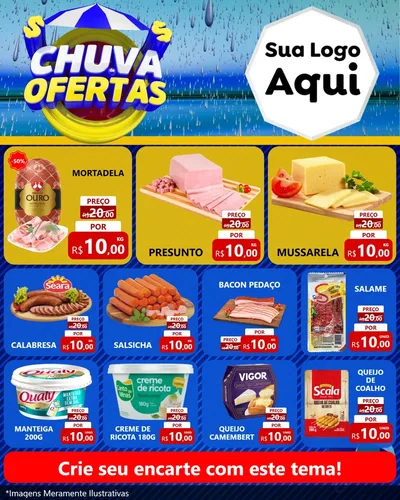 Modelo de Rede Social para Feed Instagram com o tema Chuva de Ofertas para Frios e Laticínios