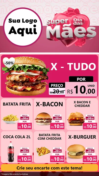 Modelo de Rede Social para Stories com o tema Super Dia Das Mães para Hamburgueria