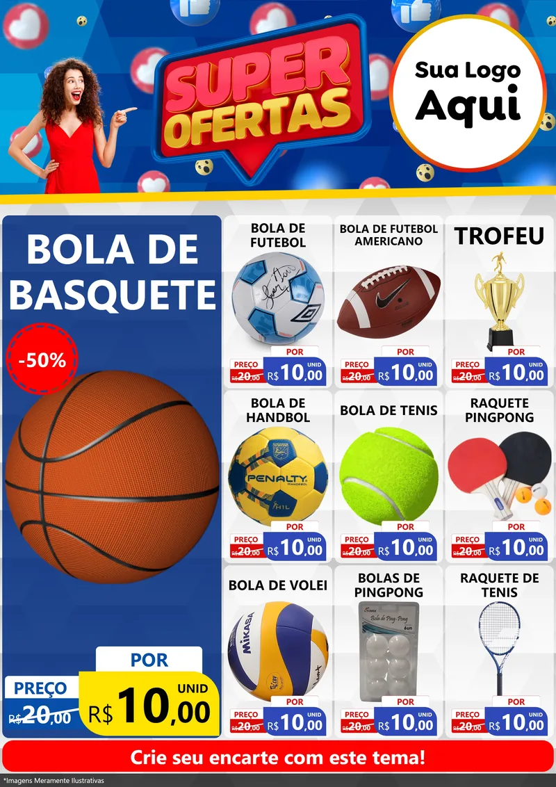 Modelo de Encarte para Encarte A4 Vertical com o tema Super Ofertas para Artigos Esportivos