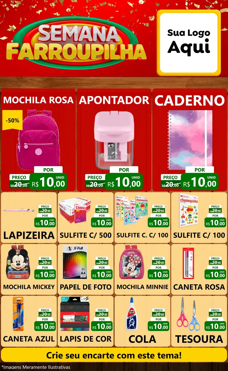 Modelo de Encarte para Encarte Grande com o tema Semana Farroupilha para Papelaria