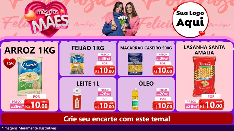 Modelo de TV para TV Horizontal com o tema Mês Das Mães para Supermercado