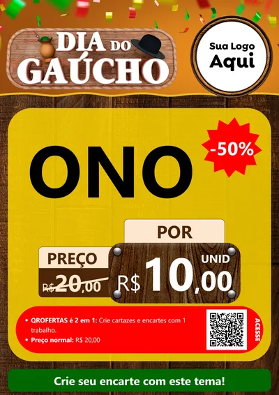 Modelo de Cartaz para Cartaz A4 Vertical com o tema Dia do Gaúcho para Óticas