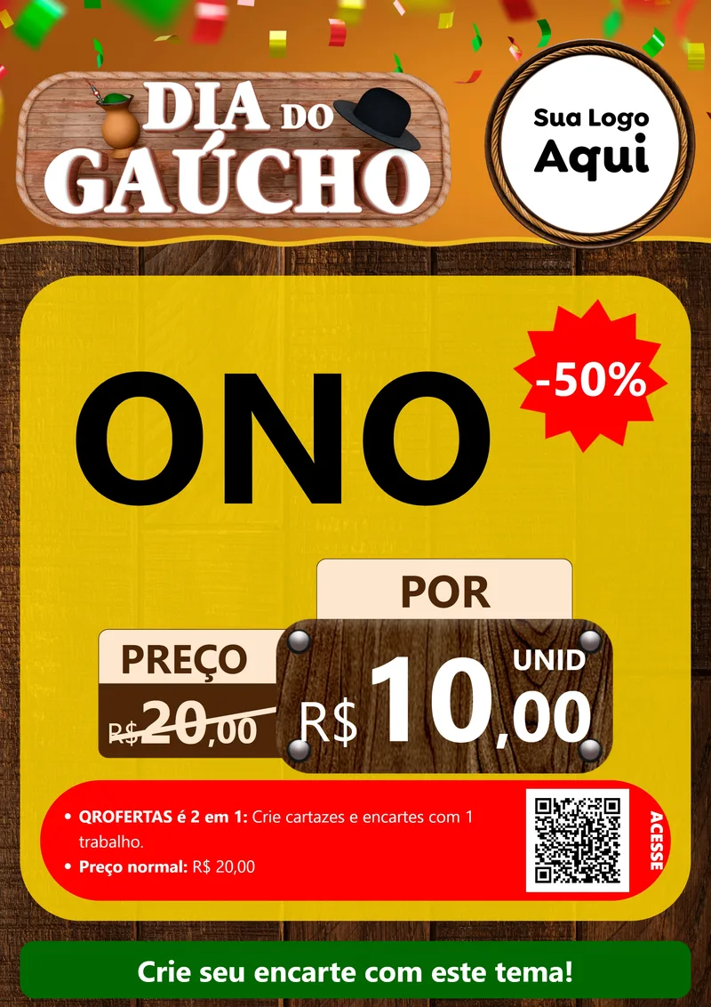 Modelo de Cartaz para Cartaz A4 Vertical com o tema Dia do Gaúcho para Óticas
