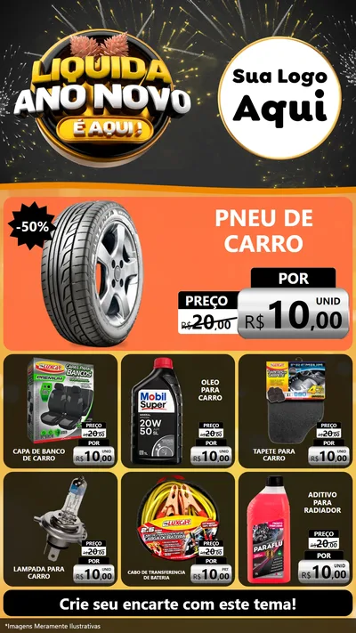 Modelo de Rede Social para Stories com o tema Liquida Ano Novo É Aqui! para Auto peças