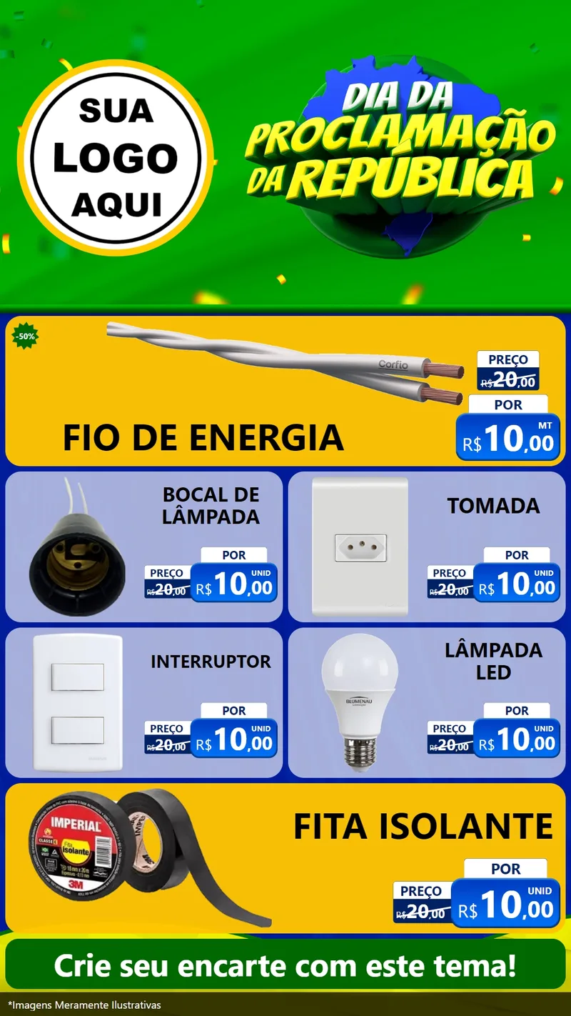 Modelo de TV para TV Vertical com o tema Dia Da Proclamação Da República para Materiais Elétricos