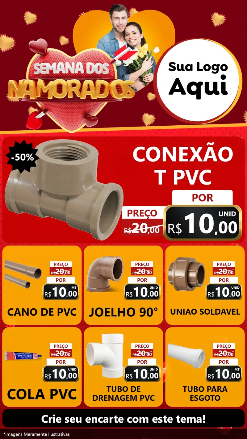Modelo de Rede Social para Stories com o tema Semana dos Namorados para Tubos e conexões