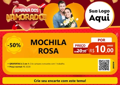Modelo de Cartaz para Cartaz A4 Horizontal com o tema Semana dos Namorados para Papelaria