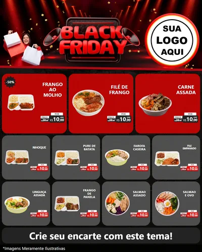 Modelo de Rede Social para Feed Instagram com o tema Black Friday para Restaurante