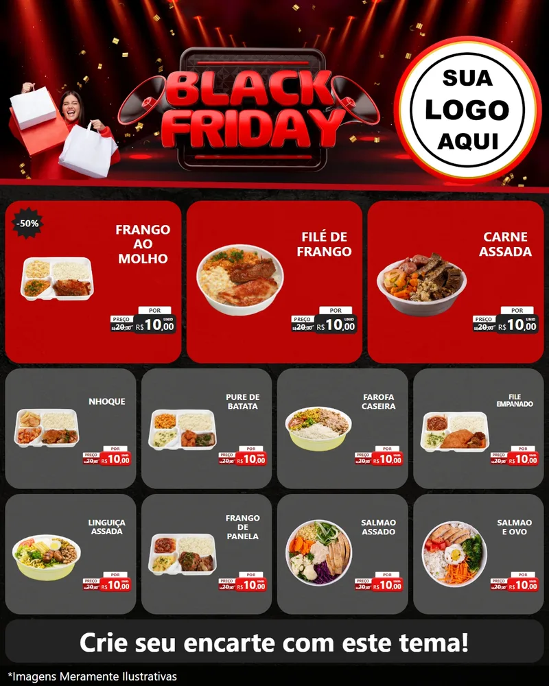 Modelo de Rede Social para Feed Instagram com o tema Black Friday para Restaurante