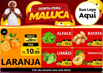 Modelo de Encarte para Encarte A4 Horizontal com o tema Quinta-feira Maluca para Hortifrúti