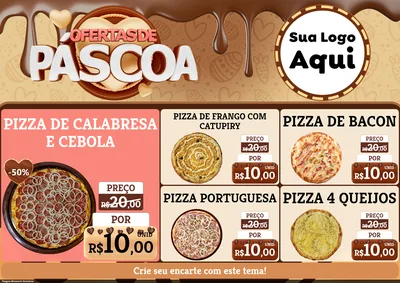 Modelo de Encarte para Encarte A4 Horizontal com o tema Ofertas de Páscoa para Pizzaria