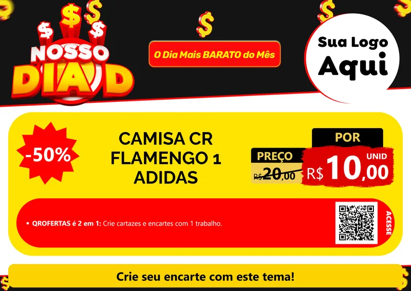 Modelo de Cartaz para Cartaz A4 Horizontal com o tema Nosso Dia D para Roupas e acessórios