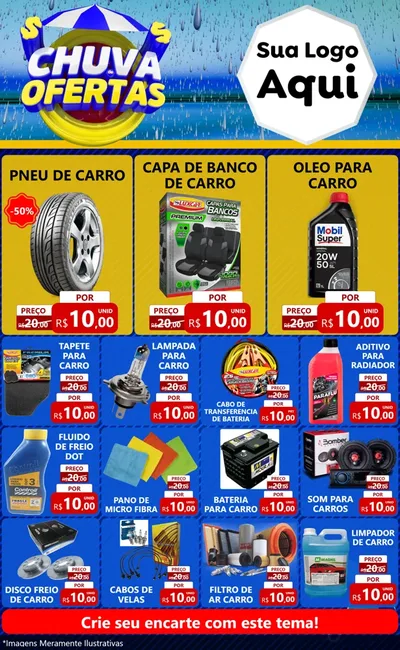 Modelo de Encarte para Encarte Grande com o tema Chuva de Ofertas para Auto peças