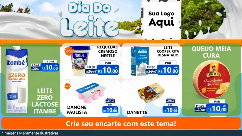 Modelo de TV para TV Horizontal com o tema Dia Do Leite para Frios e Laticínios