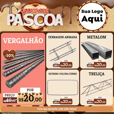 Modelo de Rede Social para Feed Facebook com o tema Ofertas de Páscoa para Ferragens