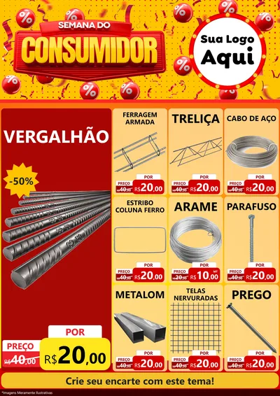 Modelo de Encarte para Encarte A4 Vertical com o tema Semana do Consumidor para Ferragens