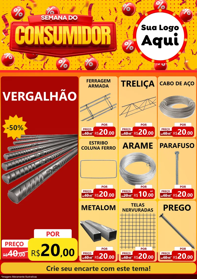 Modelo de Encarte para Encarte A4 Vertical com o tema Semana do Consumidor para Ferragens