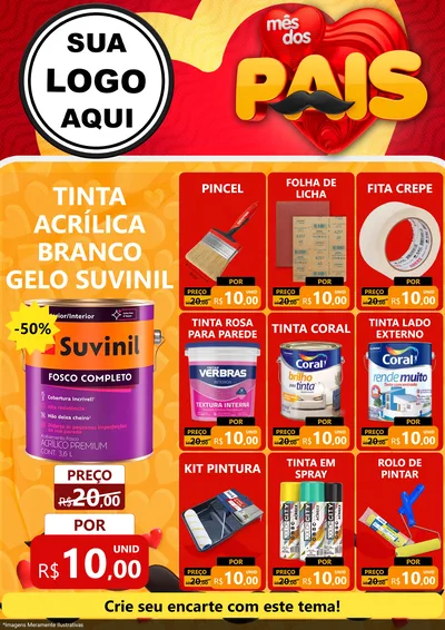 Modelo de Encarte para Encarte A4 Vertical com o tema Mês Dos Pais para Tintas e Ferramentas