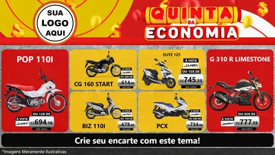 Modelo de TV para TV Horizontal com o tema Quinta da Economia para Concessionaria de Motos