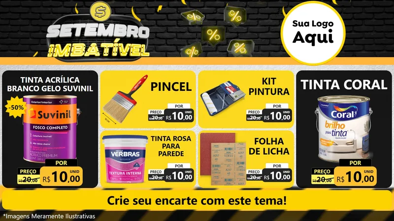 Modelo de TV para TV Horizontal com o tema Setembro Imbatível para Tintas e Ferramentas