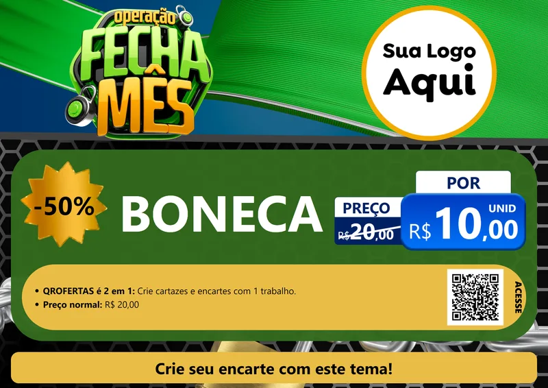 Modelo de Cartaz para Cartaz A4 Horizontal com o tema Operação Fecha Mês para Brinquedos