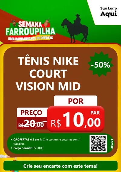 Modelo de Cartaz para Cartaz A4 Vertical com o tema Semana Farroupilha - Uma Barbaridade de Ofertas para Calçados