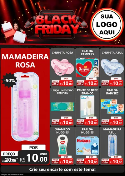 Modelo de Encarte para Encarte A4 Vertical com o tema Black Friday para Bebês