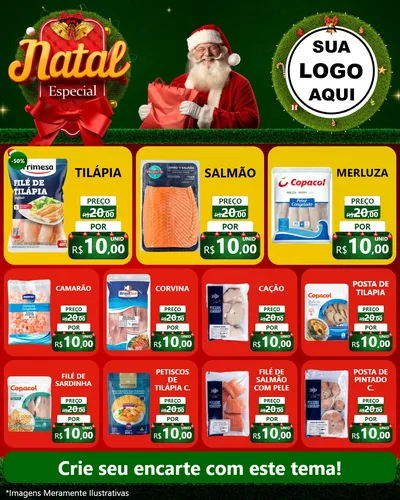 Modelo de Rede Social para Feed Instagram com o tema Natal Especial para Peixaria
