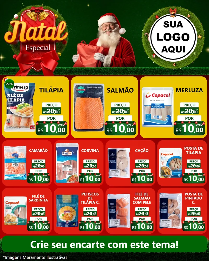 Modelo de Rede Social para Feed Instagram com o tema Natal Especial para Peixaria