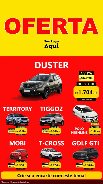 Modelo de Rede Social para Stories com o tema OFERTA - Vermelho Cartaz para Concessionaria de Carros