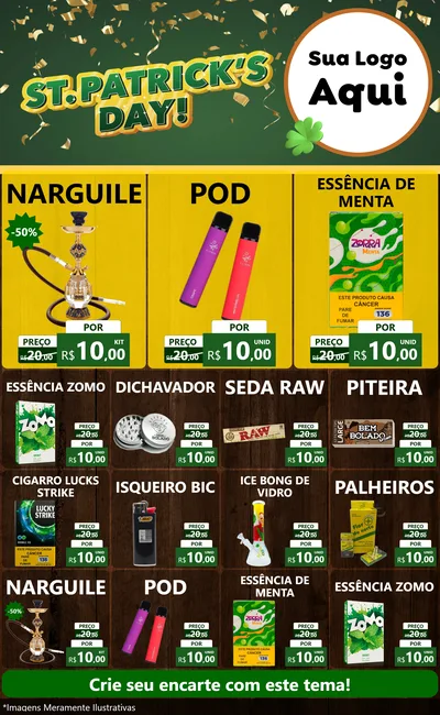 Modelo de Encarte para Encarte Grande com o tema St Patriks Day para Tabacaria