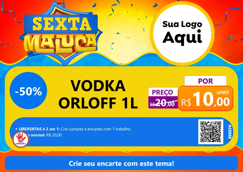 Modelo de Cartaz para Cartaz A4 Horizontal com o tema Sexta Maluca para Distribuidora de bebidas