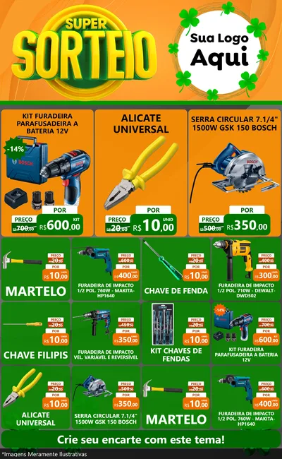 Modelo de Encarte para Encarte Grande com o tema Super Sorteio para Maquinas e Ferramentas