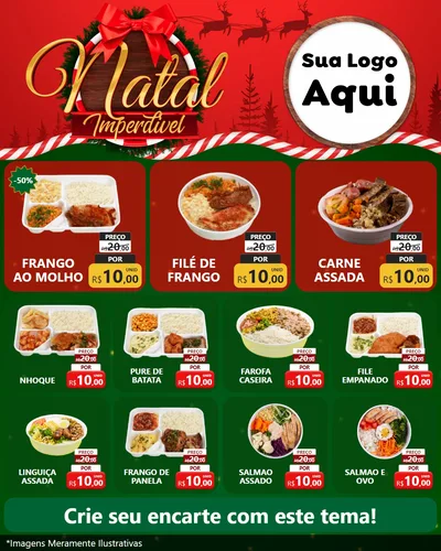 Modelo de Rede Social para Feed Instagram com o tema Natal Imperdível para Restaurante