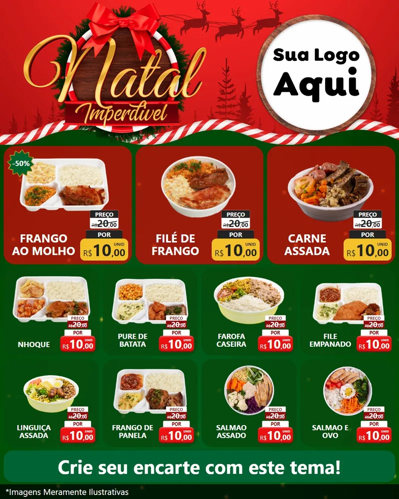 Modelo de Rede Social para Feed Instagram com o tema Natal Imperdível para Restaurante