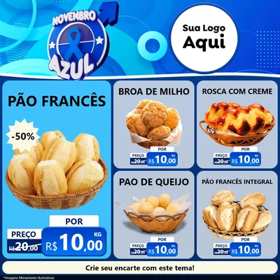 Modelo de Rede Social para Feed Facebook com o tema Novembro Azul para Padaria