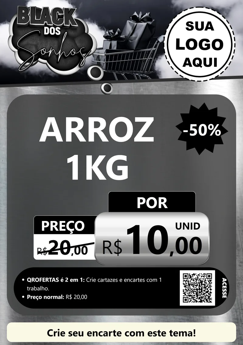 Modelo de Cartaz para Cartaz A4 Vertical com o tema Black dos Sonhos para Supermercado
