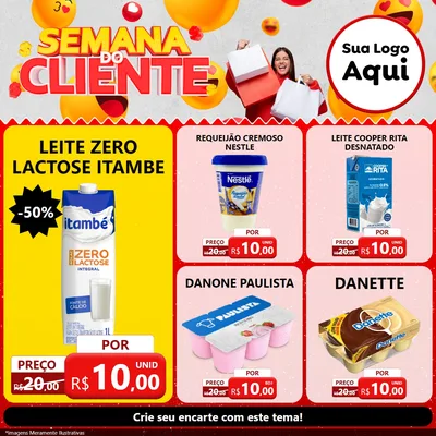 Modelo de Rede Social para Feed Facebook com o tema Semana do Cliente para Frios e Laticínios
