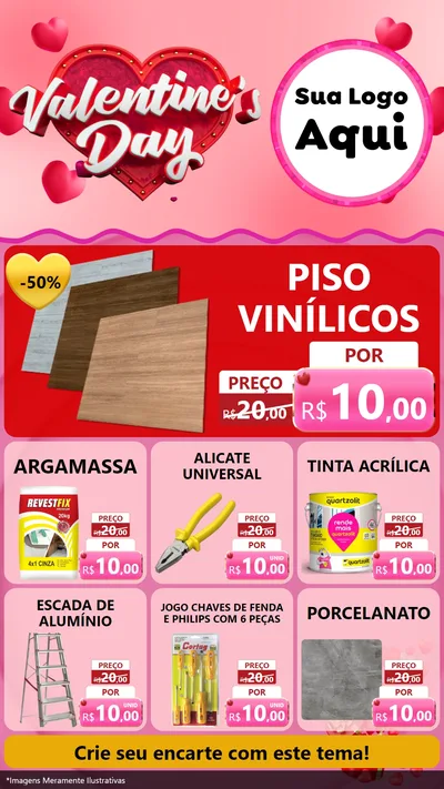 Modelo de Rede Social para Stories com o tema Valentine's Day para Material para Construção