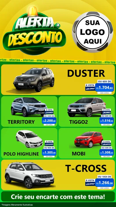 Modelo de TV para TV Vertical com o tema Alerta de Desconto para Concessionaria de Carros