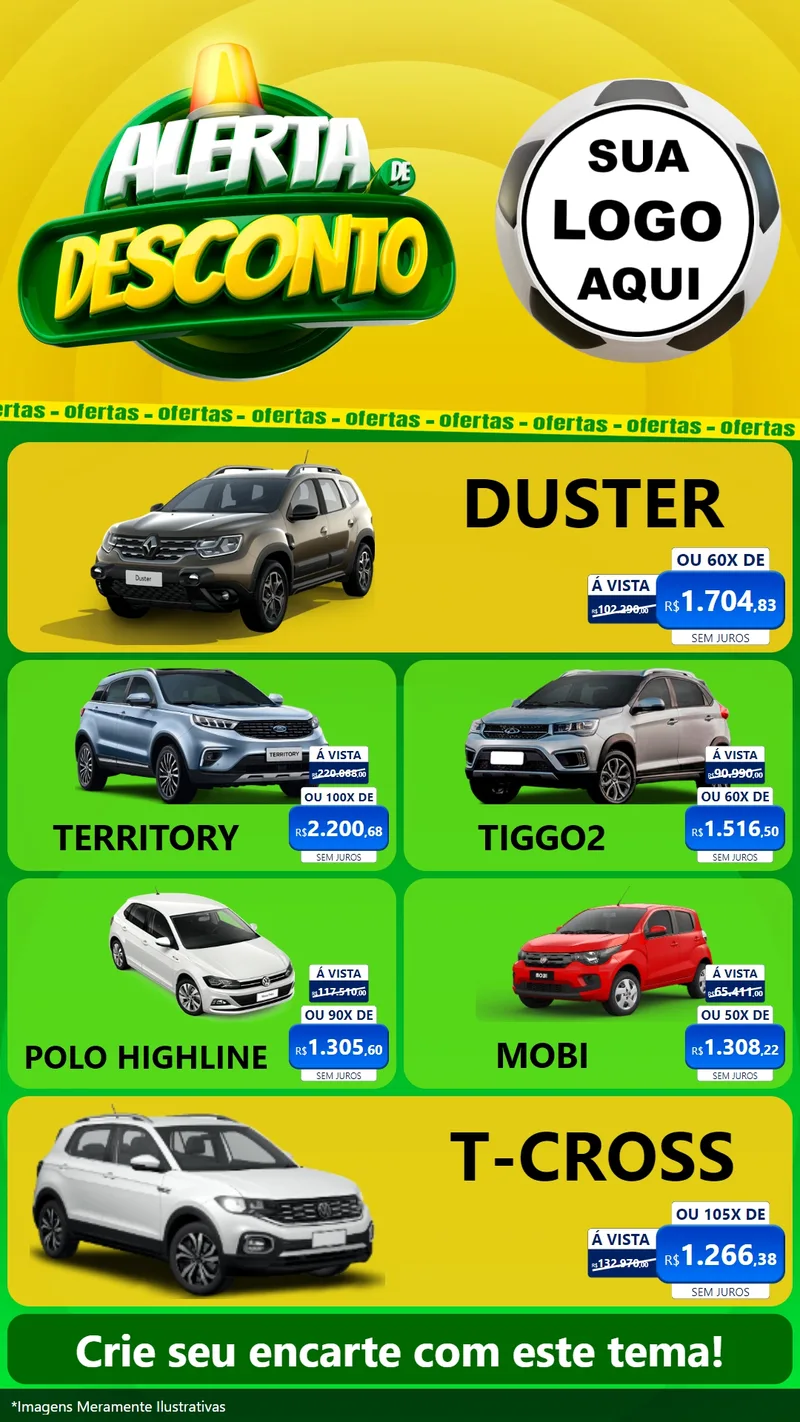 Modelo de TV para TV Vertical com o tema Alerta de Desconto para Concessionaria de Carros