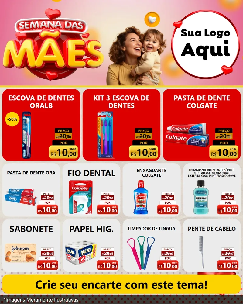 Modelo de Rede Social para Feed Instagram com o tema Semana das Mães para Higiene Pessoal