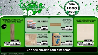 Modelo de TV para TV Horizontal com o tema Promoção de Aniversário - 20 Anos para Pisos e revestimentos