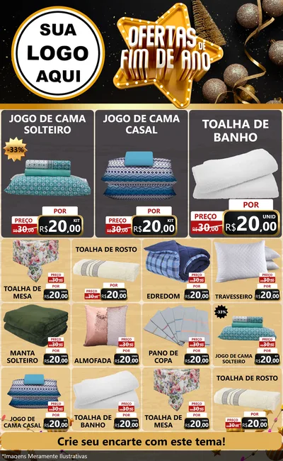 Modelo de Encarte para Encarte Grande com o tema Ofertas de Fim de Ano para Cama, Mesa e Banho