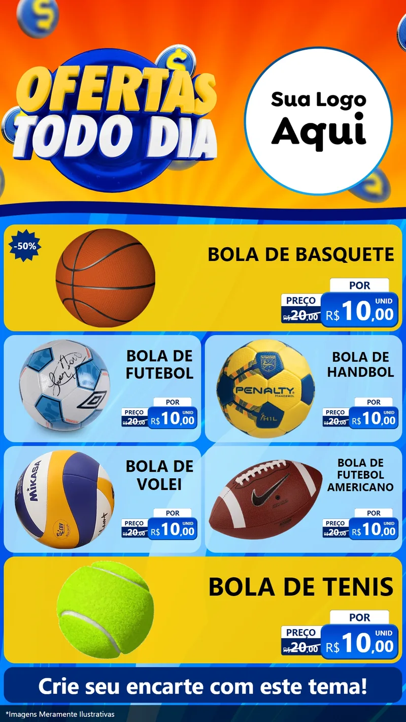 Modelo de TV para TV Vertical com o tema Ofertas Todo Dia para Artigos Esportivos