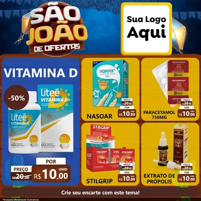 Modelo de Rede Social para Feed Facebook com o tema São João Ofertas Imbatíveis! - Junina para Farmácia