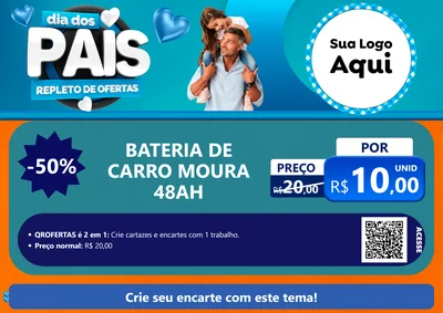 Modelo de Cartaz para Cartaz A4 Horizontal com o tema Dia Dos Pais Repleto de Ofertas para Baterias Elétricas