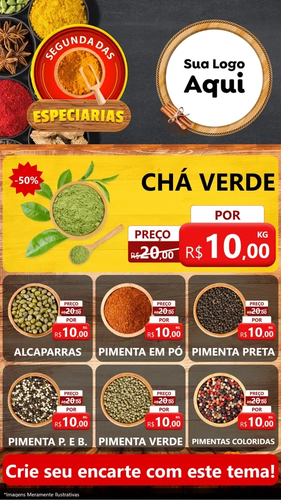 Modelo de Rede Social para Stories com o tema Segunda das especiarias para Produtos Naturais