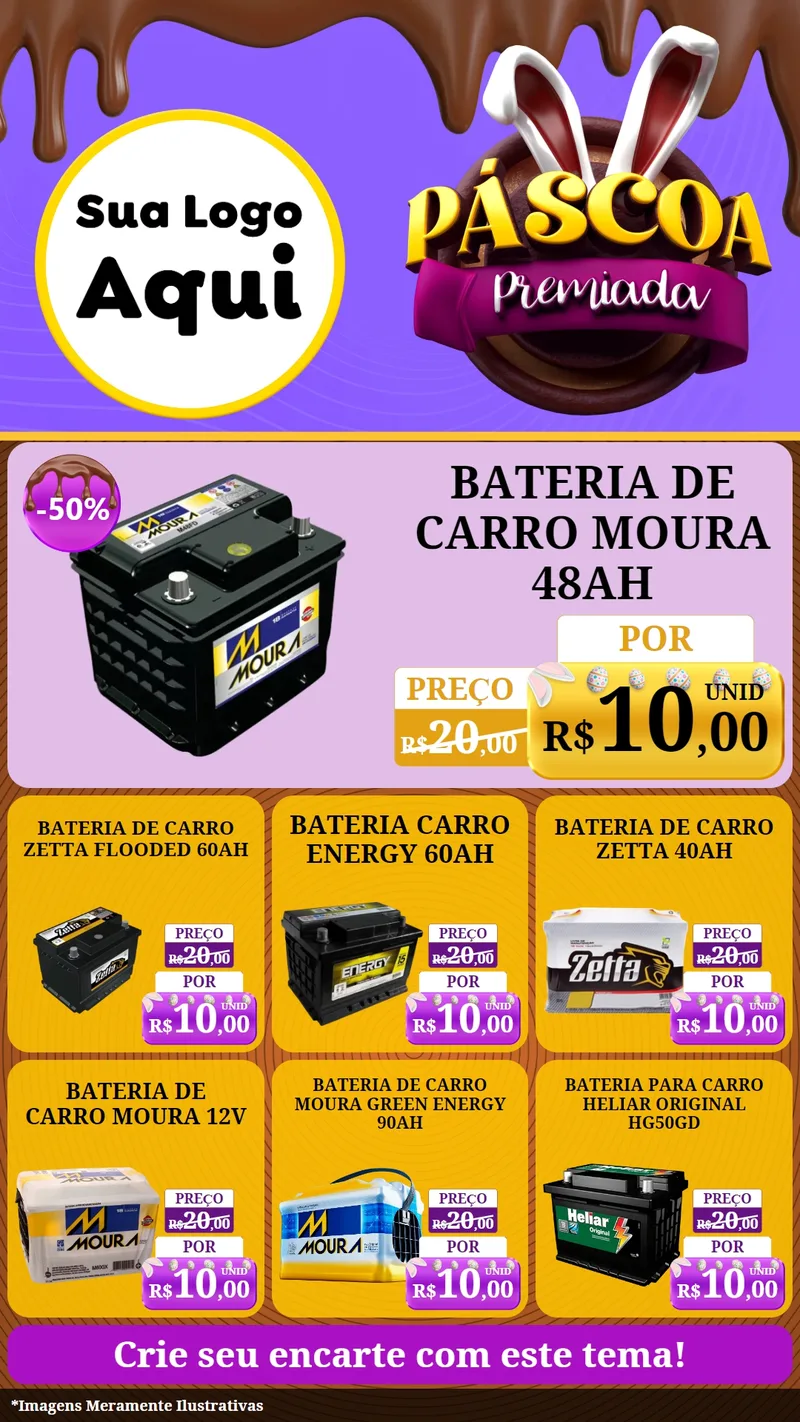 Modelo de Rede Social para Stories com o tema Páscoa Premiada para Baterias Elétricas