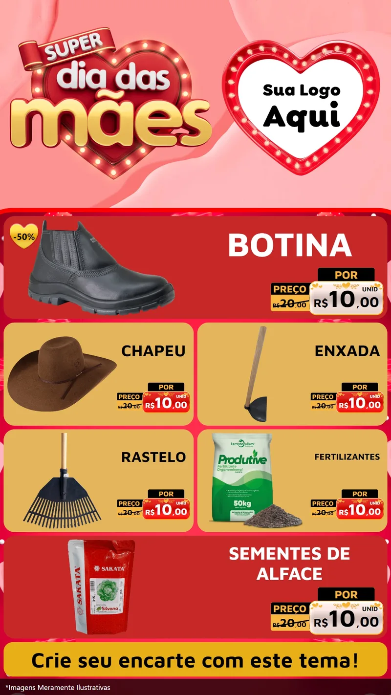 Modelo de TV para TV Vertical com o tema Super Dia Das Mães para Agropecuária